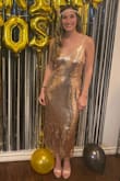 Had so much fun wearing this dress! Matches my rose gold outfit theme, and the sequins are super comfy, fit perfectly! - Stephanie B.