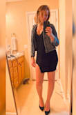 There's absolutely nothing wrong with this dress, it's beautiful! But unfortunately, if you're relying on the spandex to be forgiving, the slit ruins it :/ My top half of my body is a size Sm but my bottom half is a Md/Lg. My hips and thighs stretch the bottom half and the slit doesn't lay flat on my thighs and you can see straight crotch when walking. If the dress were slightly longer or the slit were not as wide, I don't think this would be an issue. Again, this dress is beautiful and there's nothing wrong with it. If you aren't pear shaped, it will probably look awesome on you. - Jeanne B.