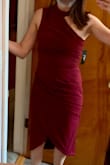 I ordered a small based on size chart but it was huge. So I got the xs and it was perfect. If you're on the fence on size, order down. I wore to a wedding and it was very comfortable. I love the pleating of material by stomach to kind of hide when you eat too much! Bad picture to follow but only one I got when I was trying on.... - Cathleen R.