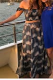I wore this dress for a dinner cruise and liked it overall! The fabric is thin, but nice for the summer. However, the straps were a lot thinner/had less fabric than the model picture online and the top wasn't cut in a straight line so that kind of bothered me. Also, I have wide hips/a larger bottom half so the skirt wasn't as flattering on me because it flared out at the bottom. The side slits barely show unless you really stick your leg out to the side and I altered the length because it comes long, but I'd rather that than come too short! - Julia P.