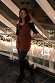 Super cute corduroy dress. Wore it with an off-the-shoulder black top and black tights. It's slightly tighter than I'd prefer, but I didn't want the top part to be too loose if I sized up. Also a little short, but perfect with tights. Material is quite thick and great for winter. - Lia G.