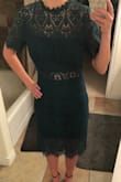 This dress is beautiful! Perfect to wear as a wedding guest. I'm 5'10 and it goes to my knees. Perfect if you're tall! - Michelle P.