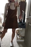 This dress honestly gets all the compliments each time it's worn. It's so cute for fall, particularly paired with boots and a turtleneck. Only complaint is that it's so short! Have to be careful if wearing it without tights. Tall girls, beware. Other than the length, the fit is perfect, not form fitting but not baggy either. Happy with this purchase! - Laurel N.