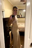 My sister picked this dress for half of her bridesmaids and we had to stage an intervention to get her to change dresses. I've got an hour glass figure and am relatively lean since I run a lot. That is to say, I'm pretty much the target audience for this particular dress. And this dress looked and felt horrible. Cheap and tacky, stretchy and just weird feeling. I put it on anyway and immediately hated how I looked 3 or maybe 4 months pregnant. This dress manages to highlight every bump and bulge. I'd have to cut pretty extensively in the weeks leading up and even then be sure to stand perfectly upright, abs flexed, and not eating or drinking anything in order to look good. maybe if I'd sized up it'd be looser? but none of us felt like risking it because even without the fit issues, the plain front and non existent neckline is just ugly. I will say it did dope things for my butt/back though its too bad formals are typically taken from the front... - Jill F.