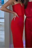 The material of this jumpsuit was so comfortable to spend a whole night out in. I had to keep pulling it up a bit but other than that I was in love with this jumpsuit!! It was super flattering on my body and it's easily washable. - Jenny J.