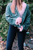 My sister got me this jacket as a gift and I love it! It's perfect for adding some character to a casual comfy outfit or for throwing on with a more "put-together" outfit too!! This jacket is very versatile and can be worn with multiple outfits styles. Plus! It's comfortable and stylish! The color and quality are great. It seems to run big/baggy so if you'd like it to be more fitting I would order a size down. However, since it is a looser cropped jacket it looks perfect over any outfit of your choice just the way it is. - Renee M.
