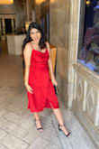 I loved this dress! It's perfect if you're going out on a nice, fancy date or location. It does run on the long side because that's the look of it. Overall, it's just a great dress and it's very stretchy! I'm usually a size medium but it fits like a medium to me! - Jasmin M.
