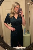 Usually would've ordered a L but they were out of stock and I HAD to have it. So the XL was a little loose but not baggy. Large would've worked just fine too but I did like having a little extra room in my hip area.
Wore it to a November wedding and date night and got tons of compliments on it. Beautiful color. - Kelsey A.