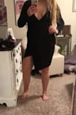 This dress fit AMAZING! It's pretty low cut for me and I could move around without worrying of anything popping out. I also carry my weight in my stomach area so dresses are always a hit or miss but this one hid everything I wanted hidden and highlighted my curves! The material is thick, sleeves were perfect length! LOVED IT! - Whitni R.