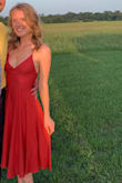 Wore this to a wedding in Florida and it ended up looking wonderful! Hard to get on with the ties in the back had to have my boyfriend help me. Only difficult thing was trying to get the front to work...had to use pasties and a LOT of double sided tape to get everything to stay and lay right. It's an event getting this dress on haha. But it was beautiful and comfortable once I did! Had to steam it for awhile as it was very very wrinkled. - Carleigh B.