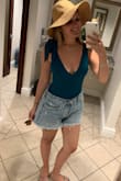 I have been looking for a pair of high waisted/loose fitting jean shorts for so long, but nothing ever fit quite right.. I ordered these larger than I would normally, as I was going for the "boyfriend" look. I brought them with me on my honeymoon and ended up wearing them most days over my bathing suit. Definitely worth the price. I am in love! - Rosie