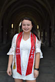 When I tried the dress on at first, I didn't like how it looked on me, but I actually tried it on backwards and LOVED it. I wore it for my winter college graduation! Would highly recommend it for a graduation or a bridal shower. It fit really nicely and I would say it is true to size. It's beautiful! - Hattie B.