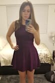 This dress fits really well and is flattering, I wore a medium even though I should have got large based on my measurements but I still like the way it looked. The colour is so pretty and unique, love the shimmer. Got a lot of compliments at my office holiday party! - Kayla P.