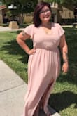 This dress was super comfortable. I ordered a large because I'm usually a large in all things, but I got it taken in a lot. I probably should've gotten a medium. - Victoria R.