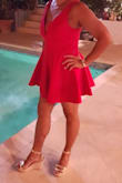 Got it for my 40th birthday. Love that there are shorts underneath since it's so short. The fit was perfect and didn't need to wear a bra. Got so many compliments on the color and fit. - Jessica G.