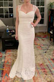 The cut and fabric on this dress was relatively flattering, but after trying on I felt the style was a bit too cutesy and early-2000s for a modern wedding dress. Returned. - Alison M.