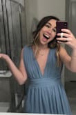 This dress is gorgeous, but it's really big, especially up top (if you have nothing up there, like me)! It's very long as well! I'm ALWAYS a medium, but need to exchange for a small. - Lauren R.