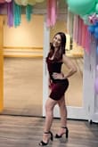I love the color of this dress - it looks so rich. The neckline is also great. The one thing I will say is that I wish the straps were just a tiny bit shorter or adjustable. - Cassie M.