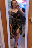 Unfortunately this dress is not for me. It makes me feel like I pulled a curtain off of a window at my grandma's....would probably look better on a slimmer frame. I wanted to like it but it just didn't feel right. - Mekenna R.