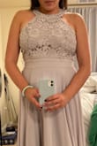 I liked the idea of this dress, however it wasn't a fit. I ordered larges in all the dresses I tried out, but this one had an extremelyyy tight waist - it wouldn't have been comfortable. The top was pretty, but the fabric under the lace wouldn't lay flat, so I wasn't impressed with that. Didn't end up going with this one as I said, but it's not a bad dress! - Taylor S.