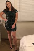 I wore this dress to my work holiday party and loved it! I felt so classy yet fun and got rave reviews! The fit was nice, I typically buy dresses in a Medium size but the large was perfect because it does not stretch much. Very flattering dress, I would definitely recommend! - Meghan D.
