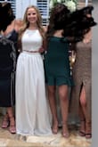 I wore this for my engagement party and was in love with it!! I received so many compliments and am planning to wear it for my engagement photos too. The skirt was not see through at all (I was a little nervous) but the waist band is definitely true to size with no stretch. I highly recommend this set! - Marlo C.