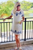 I love this dress and have gotten so many compliments on it. It fits true to size. I am 5'7", 130lbs and I ordered a Small. I order from this site all the time and I value the reviews. Especially the one's with size and measurement info. So here ya go. My only negative about this dress is that the zipper in the back is a bit on the plain "enexpensive" side. It is a matte grey. Would have been nice if it were a nice quality, shiny silver or gold. Other than that it's great dress. I love it! - Kristin S.
