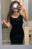I had a little issue with placing my order but the customer service was excellent and everything came in as promised. The dress fits perfectly and I'm obsessed with the color! The top is a little loose but I just used some fashion tape to keep me secure so I can dance all night. Also, the straps are not adjustable. Super excited to wear it to my upcoming event! - Rebecca J.