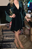 Bought this dress for a work holiday party and it turned a lot of heads! Fabric is thick enough that you can go braless and not feel insecure. Length is prefect and the bell sleeves are super fun! I'm obsessed will definitely rewear. - Jessica