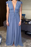 I ordered this dress for my friends wedding as part of the bridal party and I can't wait to wear it! The material is flowy, comfortable, and breathable. I love the cut down the front! - Sara F.