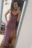 I wore this dress to my friend's wedding and I got so many compliments! Super comfortable, was a little loose in the bust so I pinned it so the fabric to my bra to hold it in. Was a little wrinkled from the shipping package, but used a steamer and it took them right out! Super elegant and classy! - Carrie W.