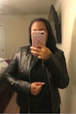 Truly love the fit and look of this jacket. I got a medium and it fits perfect. Great addition to my closet. The vegan leather is an added bonus. - Lashonda G.