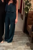 Wore to my rehearsal dinner. The green was perfect with the Christmas decor at the restaurant. Super flattering jumpsuit! - Tracey A.