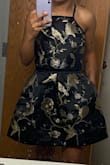 I wore this dress for an engagement party and it was absolutely perfect! The gold is a bit more gold in real life than what it looks like on the picture which I also loved! It also has pockets! I got compliments on it all night! (I have an athletic build and got a medium and it fit perfect, there are adjustable straps in the back so I would've been fine with a small too but the medium worked great) - Kathryne M.