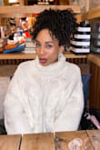 I am obsessed with this turtleneck. It warm, but breathable because it's knit. However that does mean you need to be careful as it's easy to pull a thread (nbd, just loop it through another). The knitting does make it slight see through so I make sure I wear a black bra or camisole. - Amber J.