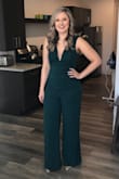 This fit my perfectly in my hips and butt. I am curvier and the length was great with heels. The only problem I had Is the busy area was way too big. Where the romper cuts low and I have no boobs to fill it I had To use fashion tape which was inconvenient for when I had To pee. It was also a little baggy in the waist area but if it wasn't for the bust part it would've been perfect. - Laken S.