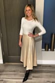 I wore this on Christmas Eve to church. I like how you can pair this with many different outfits to give it a different look. I am y'all and the bodysuit fit me perfectly. My only complaint is you can see my bra as the material is thin. - Jennifer M.