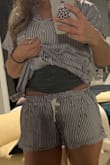 Fits true to size! I like being comfy and cute in sleep wear and these are perfect. This set is cute but even has a sexy vibe..the shorts fit great without being too loose or super short. Material is light weight and almost silky feeling to the touch. Love these PJs! - John B.