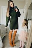 I wore this dress for one of my family Christmas dinners. It was the perfect dress. It kept me warm enough I didn't need a coat, and cool enough I didn't get overly warm. It is true to size, and I love the sleeves! - Jessica H.