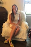 I wore this dress for my bridal shower. It was super cute! I was a little nervous with how short it got while sitting down though. - Amanda R.