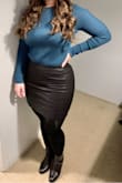 I own four Modern Femme skirts from Free People! They're the best for my body shape. No gap in the back. I size up on these skirts because I have wide hips and it's perfect. This skirt is perfect for a night out! - Emily D.