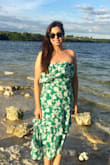 Runs large but fits well. I like the slit on the side, overall a super comfortable dress. - Erika C.