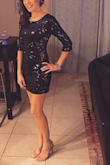 This dress fits like a glove! I wore it to a NYE party and I was able to dance in it due to the stretchy material. The dress is well made and the sequins did not fall off. - Leah S.