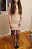Wore this dress to a company event. It was a bit short for the professional setting, so I wore it with sheer black hosiery and closed-toe heels. I felt classy and sexy, and got a few compliments! - Lucy M.