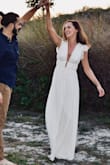 I was searching the internet for a long flowy dress for engagement pictures (it's winter, so stores aren't carrying anything good) and came across this beauty from Lulus. I was torn between what color.. went with the cream and happy I did! The material is good and there are a couple layers so you can't see through anything. - Jessica M.