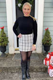 Love this skirt! I typically wear a medium, but chose to order a size up because the fabric doesn't stretch, and I loved how it fit. - Alex H.