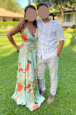 First, I order a size Medium and it was really big. I exchange it fo a Small and jackpot! This dress is a dream come true! I does run a little bit longer than expected, as you can see in the picture is laying on the grass (I was wearing high heels). Other than that, is just gorgeous! - Gloriana M.