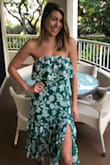 It looks exactly like it does the photo! Super cute and comfortable, I wore it to a casual outdoor summer wedding. It has a lining so it isn't see through at all. Only reason I'm giving it 4 stars is because, for me, it was a little loose on the bust area (kept pulling it up) but it fit well everywhere else. - Sarah M.