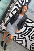 I've been looking for a good, cute leather jacket for years! It looks so cool and I love the silver details on the zipper and buttons. The leather feels super smooth, and it's perfectly fitted, true to size. - Deanna P.