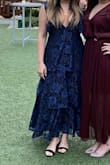 This dress is great quality and very comfortable. I wore it to a wedding reception and was comfortable dancing the night away! I suggest pairing it with a simple shoe and using tape due to the deep v-neck. - Gamze T.